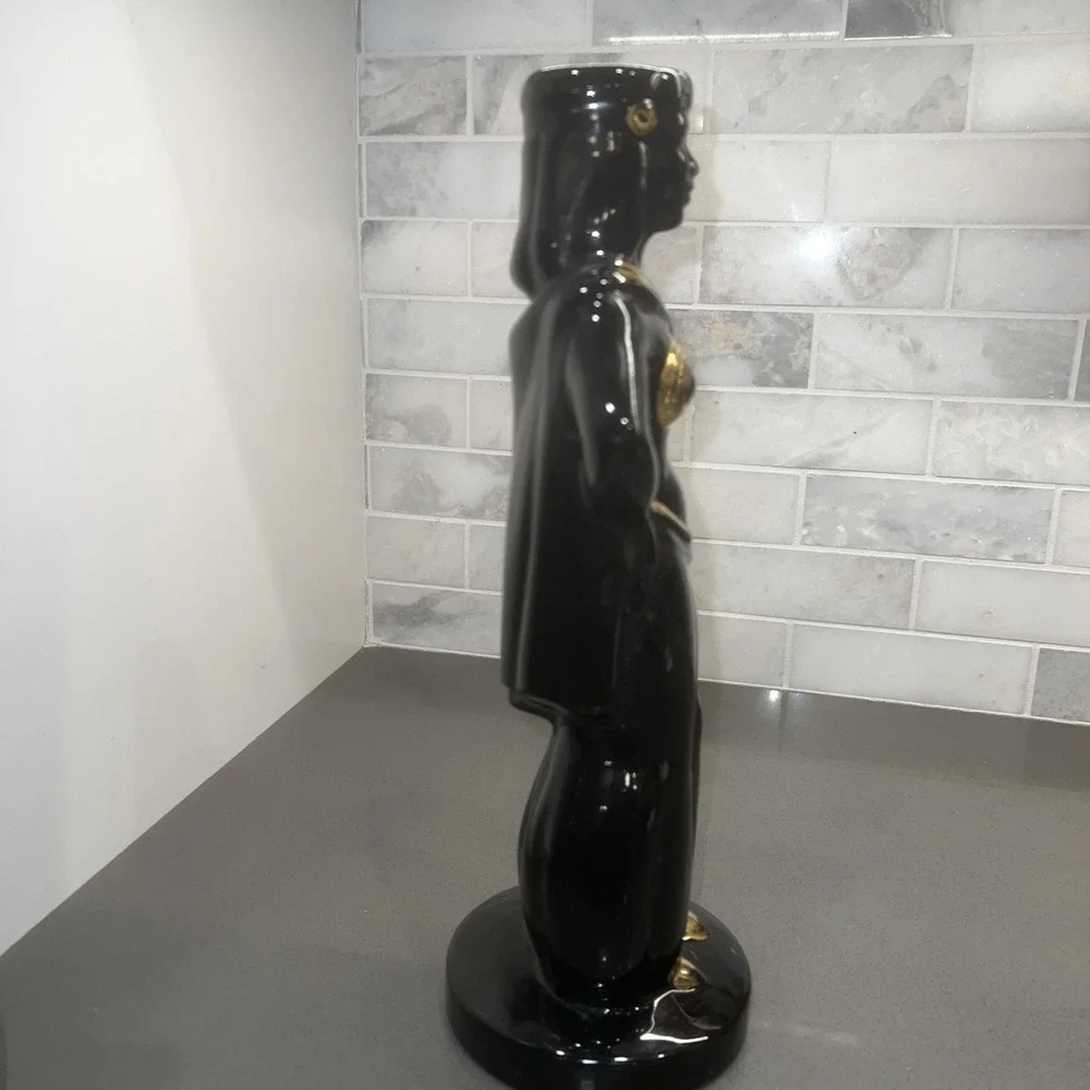 Vintage Eastern Style Man Woman Figurine Black Gold Accent Lot 3739